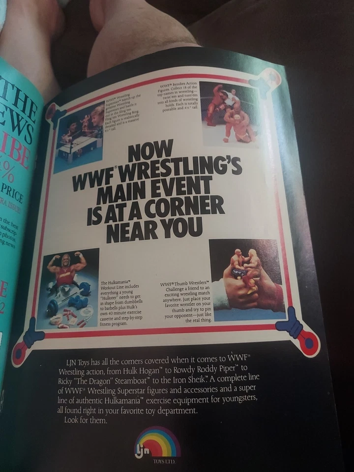 1987 WWF LJN FIGURA DE LUCHA LIBRE ANILLO BENDIES IMPRESIÓN ANUNCIO HULK HOGAN IRON SHEIK PIPER Foto 1 de 1