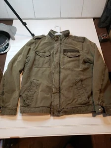 Chaqueta Levi's Para Hombres Grande Verde Ejército Forrada con Cremallera Utilidad Abrigo de Bombardero q-23 - Imagen 1 de 15