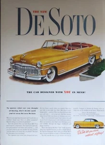1949 vintage De Soto print ad. DeSoto Yellow convertible. Post World war II era. - Picture 1 of 1