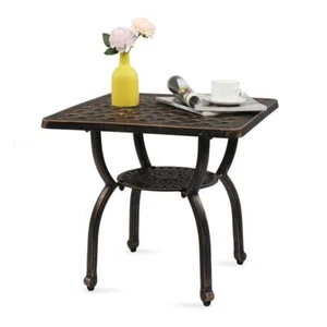 Cast Aluminum Outdoor Side Table, Anti-Rust Outdoor Square End Table, Patio Coff - Picture 1 of 8
