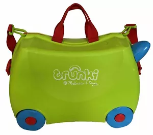 Trunki Suitcase Melissa & Doug Kids Ride On Wheeled Luggage Green w/ Blue Horns - Picture 1 of 8