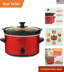 Stylish 2 Quart Electric Slow Cooker with Adjustable Temp & Metallic Red Finish - Picture 1 of 9