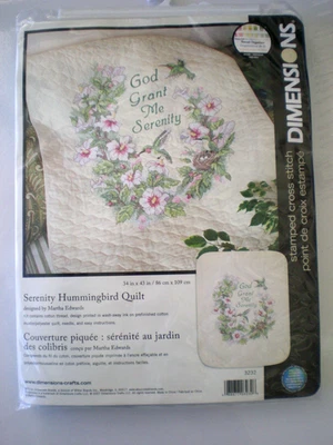Dimensions Cross Stitch Serenity Hummingbird Quilt 34x43 in Kit # 3232 - Image 1 of 4