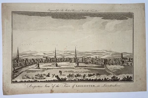 LEICESTER ENGLAND c. 1779 ANTICA VEDUTA INCISA - Foto 1 di 3