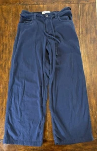Hollister Women M Super Baggy Pants Navy Blue Wide Leg Low-Rise Y2K Style Cotton - Picture 1 of 13