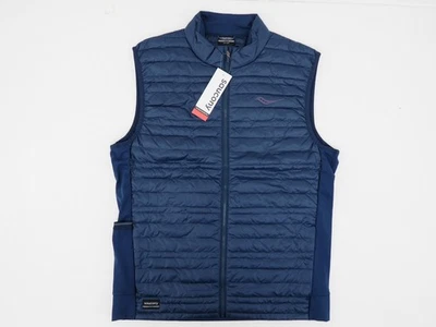 NEW! Saucony Men's Medium Hurricane Insulated Vest Blue Wind+Water Resistant - Image 1 of 4