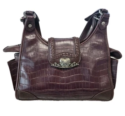 Bueno Cognac Brown Crocodile Hobo Shoulder Bag Handbag Purse Brighton Like - Image 1 of 4
