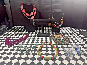 Edelstein Modeschmuck Halskette Ohrring 13 Stück - Bild 1 von 10