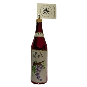 Vintage 1995 Christopher Radko Wine Bottle Christmas Ornament Glass 5" Italy - Picture 1 of 4