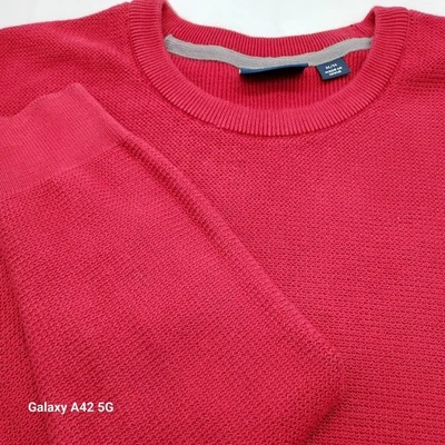 Cutter Buck Men M M Red Textured Knit Crew Neck Sweater Cotton - Image 1 of 4