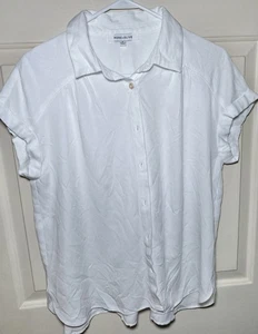 Rose & Olive Womens White Button Up Short Sleeve Shirt Size M - Picture 1 of 2