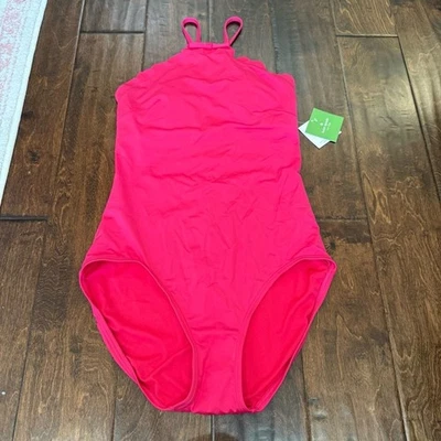 Traje de baño Kate Spade New York Core sólido festoneado cuello alto de una pieza grande nuevo con etiquetas Foto 1 de 4