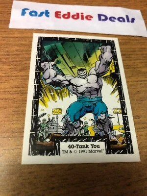 COMIC IMAGES 1991 THE INCREDIBLE HULK TRADING CARD 40 GREY HULK THROWS TANK - Image 1 of 2