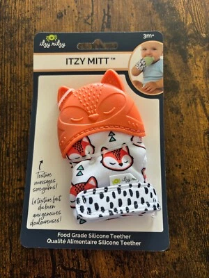 Itzy Ritzy Mitt Teether Teething Fox Hand Toy Crinkle Baby Infant Toy NEW - Image 1 of 2