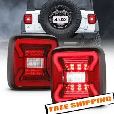 Luces traseras LED ANZO 311295 cromadas rojas/lentes transparentes para Jeep Wrangler JL 18-23 Foto 1 de 4