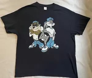 Vintage Looney Tunes T-Shirt Bugs Bunny & Taz Kurzarm Schwarz XL - Bild 1 von 19