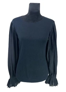 Lauren Ralph Lauren Gr. M schwarz Plissee Ballonärmel Pullover Oberteil - Bild 1 von 9