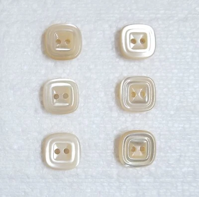 6 Trocas Shell Buttons 13mm Cream 2 Hole Square MOP Pearl Baby Doll Sewing Craft - Image 1 of 4