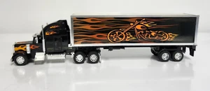 NEW-RAY PETERBILT 379 TRAILER MOTORCYCLE FLAMES used no box Diecast 1/32 - Picture 1 of 16