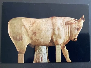 Postcard Greek Olympia Bronze bull from Exhedra Herod Atticus Greece B45 - Foto 1 di 2