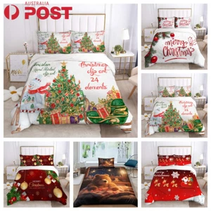Christmas Tree Quilt Duvet Cover Bear Xmas Bedding Soft Blanket Pillow Case Gift - Picture 1 of 15