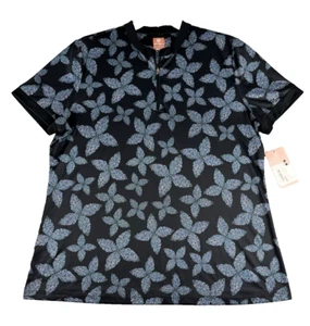 New Ben Hogan Polo Shirt Womens XXL Pixel Floral Sun UPF 50 Moisture Wicking - Picture 1 of 9