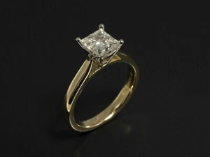 2 Ct Princess Cut Simulated Diamond Engagement Ring In 14K Yellow Gold Plated - Picture 1 of 7