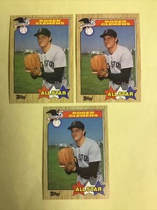 1987 Topps Baseball   #614 Roger Clemens ALL STAR  - 3 CARDS LOT - NM-MINT 2713