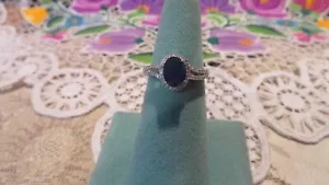 Hermoso anillo de diamantes zafiro azul oro 14k talla 7 2,4gr - Imagen 1 de 6