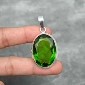 Bonita Peridoto Piedra Topacio 925 Plata de Ley Hecho a Mano Colgante S-40 - Imagen 1 de 6