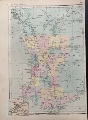 1891 Western Australia Hand Coloured Original Antique Map by G.W. Bacon - Image 1 of 3