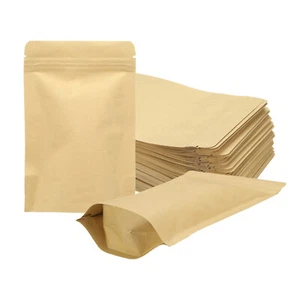 50pcs Kraft Stand Up Pouches Sealable Bag for Food Storage, Yellow, 3.5x5.5 Inch - Picture 1 of 4
