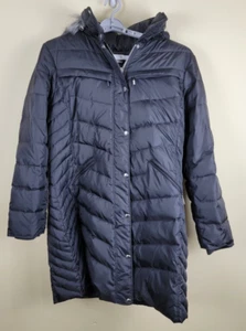 Michael Kors Faux Fur Hood Trim Removable Hood Coat Black Large L - Picture 1 of 8