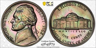 1962 Proof Jefferson Nickel PCGS PR64 Cello Toned *DoubleJCoins* 9100-63 - Image 1 of 3