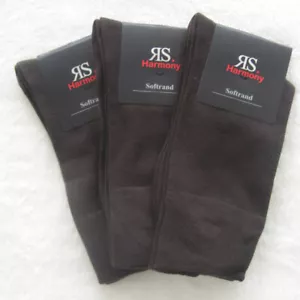 Socken ohne Gummi extra breiter Bund Herren Dunkelbraun viel Baumwolle 3 Paar - Bild 1 von 2