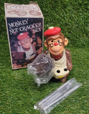 Vintage Price Products Earthenware Monkey Nut Cracker Set New In Original Box - Image 1 of 4