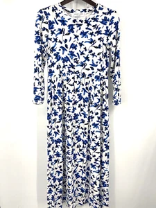 Abito gioco floreale Sonnet James donna XS blu fiori jersey cottagecore silenzioso - Foto 1 di 15