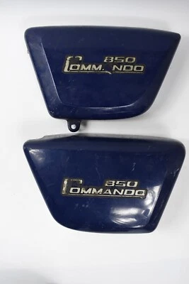 Original Norton 850 Commando Interstate Side Cover Set 06-3176/7 Fiberglass Blue - Image 1 of 4