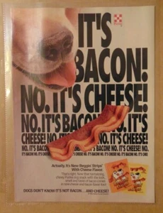 1990er BACON CHEESE PUPPY DOG TREAT Original 1992 Print Ad PROMO Werbung - Bild 1 von 1
