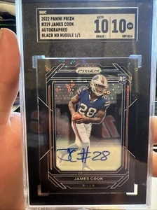 2022 Panini Black No Huddle Prizm 319 James Cook Bills RC Rookie 1/1 Auto SGC 10 - Picture 1 of 2