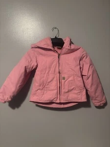 Carhartt Jacket Girls Small Pink Canvas Sherpa Lined Chore Coat Barn Farm Youth - Picture 1 of 6