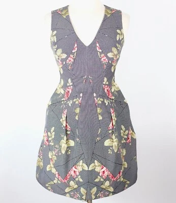 MCQ Alexander McQueen dress 40 US 4 KALEIDOSCOPE Rose Houndstooth floral 2013 - Image 1 of 4