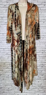 COIN 1804 Mujer Talla M Marrón Tie Dye Capucha Plumero Cárdigan Bolsillos Boho Hippie Foto 1 de 4