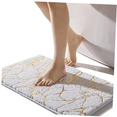  Alfombra de baño de mármol blanca y dorada decoración alfombras de baño alfombra de baño antideslizante  Foto 1 de 4