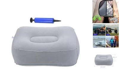 Almohada de reposapiés de viaje - Almohada inflable portátil para reposapiés con gris aire Foto 1 de 4