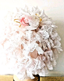 2 VTG ANTIQUE LACE CAPS HAIR NETS BED LINGERIE ROLLERS PASTELS & BLACK/DARK BRN