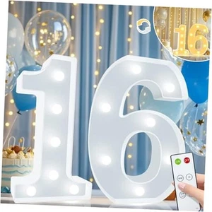 Light Up Numbers Birthday Decorations, Marquee Number Lights Sign Number 16 - Picture 1 of 7
