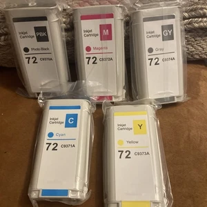 Juego de 5 cartuchos de tinta de repuesto HP #72, negro magenta amarillo azul gris - Imagen 1 de 1