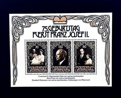 Mini folha LIECHTENSTEIN Souvenir - 1981 75trh Franz Josef II MNH 87 - Imagem 1 de 2