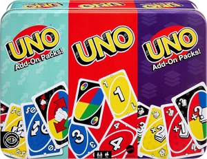 UNO Kartenspiel mit 2 Zusatzpackungen & Sammeldose für Kinder, Erwachsene & Familie Ga - Bild 1 von 6